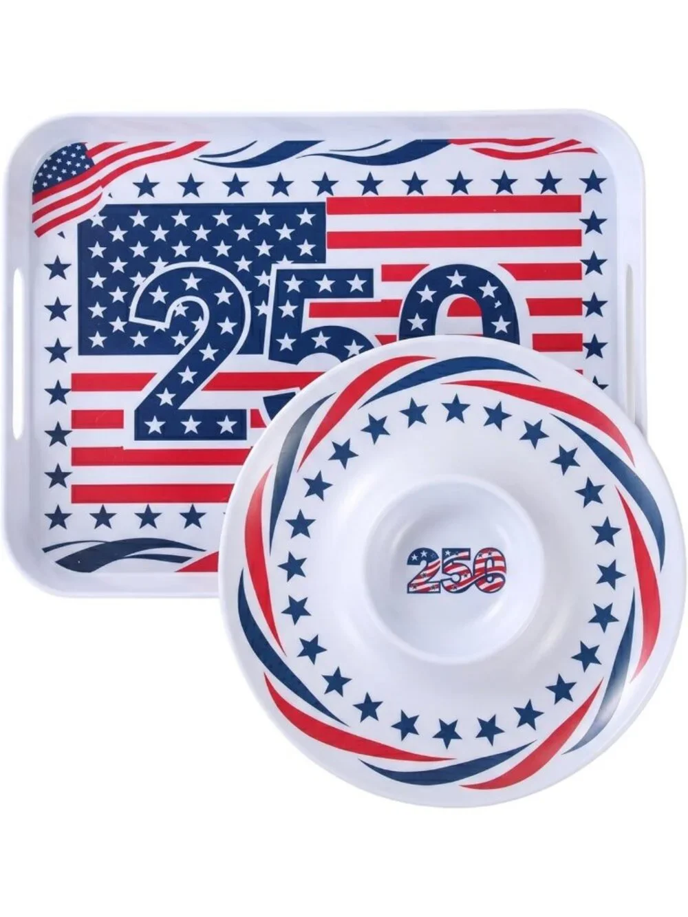 Stylish 16-Inch Melamine Serving Tray with Handle & 13-Inch Chip and Dip Set